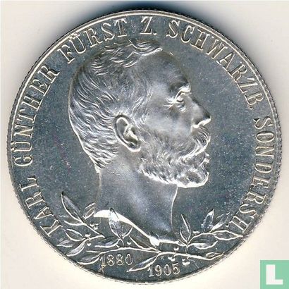 Schwarzburg-Sondershausen 2 mark 1905 "25th Anniversary of the Reign of Prince Karl Günther" - Afbeelding 2