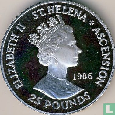 St. Helena and Ascension 25 pounds 1986 (PROOF) "165th anniversary Death of Napoleon" - Image 1