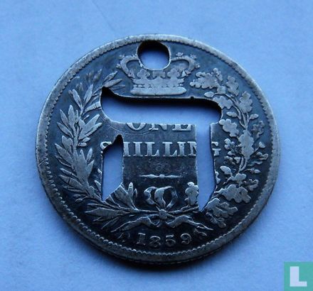 one shilling 1859 hebreeuwse letter hee - Image 1