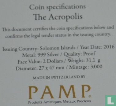 Solomon Islands 2 dollars 2016 (PROOF - coloured) "The Acropolis in Athens" - Image 3