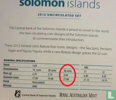 Îles Salomon 50 cents 2012 - Image 3