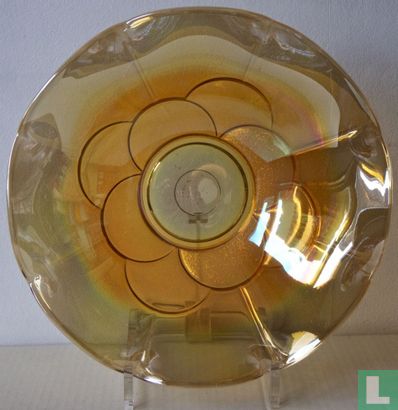 Glazen schaal, oranje, lusterware - Afbeelding 3