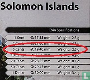 Salomonseilanden 5 cents 1993 - Afbeelding 3