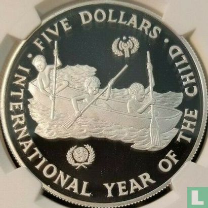 Solomon Islands 5 dollars 1983 (PROOF) "International year of the Child" - Image 2