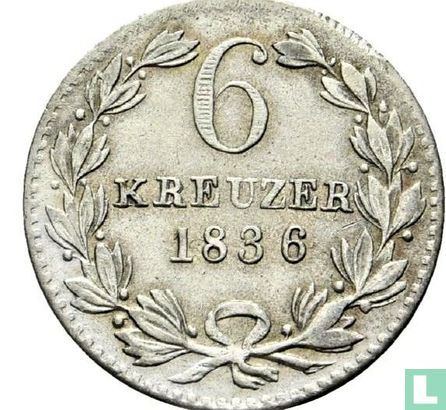 Baden 6 kreuzer 1836 - Afbeelding 1
