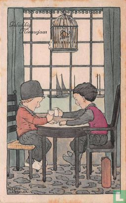 Gelukkig Nieuwjaar [kinderen drinken aan tafel] - Image 1