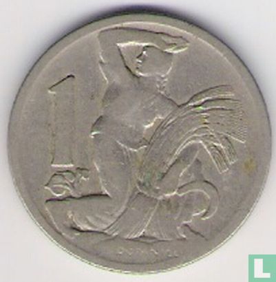 Tsjecho-Slowakije 1 koruna 1925 - Afbeelding 2