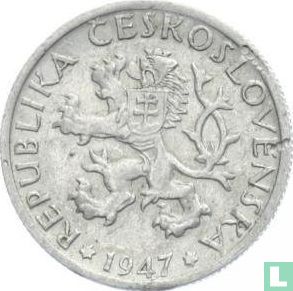 Czechoslovakia 1 koruna 1947 (aluminum) - Image 1