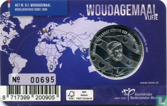 Pays-Bas 5 euro 2020 (coincard - premier jour d'émission) "100th anniversary of Woudagemaal" - Image 2