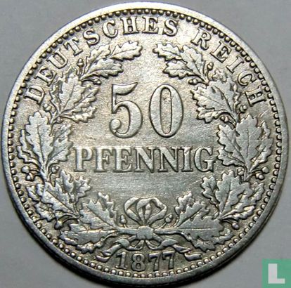 Duitse Rijk 50 pfennig 1877 (C - type 2) - Afbeelding 1