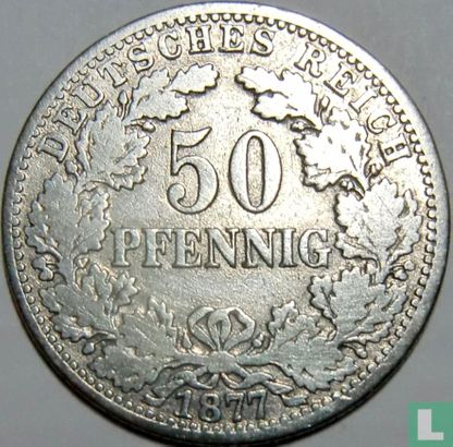 German Empire 50 pfennig 1877 (H - type 2) - Image 1