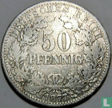 Duitse Rijk 50 pfennig 1877 (B - type 2) - Afbeelding 1
