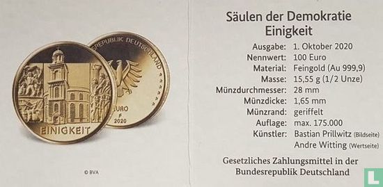 Allemagne 100 euro 2020 (G) "Unity" - Image 3