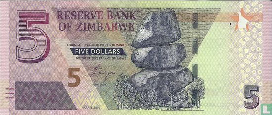 Simbabwe 5 Dollar 2019 - Bild 1