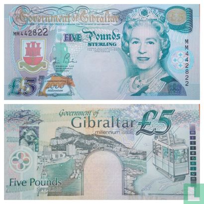 Gibraltar 5 pounds 2000