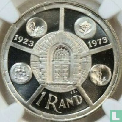 Südafrika 1 Rand 1974 (PP) "50th anniversary of the Pretoria Mint" - Bild 2
