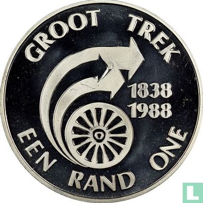 South Africa 1 rand 1988 (PROOF) "150th anniversary of the Great Trek" - Image 2