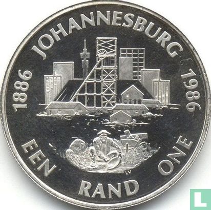 Afrique du Sud 1 rand 1986 (BE) "100th anniversary Johannesburg gold rush" - Image 2