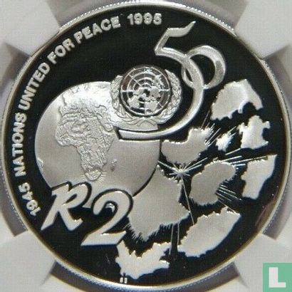 South Africa 2 rand 1995 (PROOF) "50th anniversary of the United Nations" - Image 2