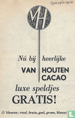 Nu bij heerlijke Van Houten cacao luxe speldjes gratis!