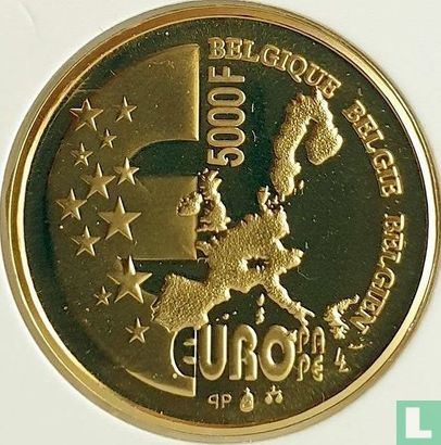 België 5000 francs 2001 (PROOF) "Belgian presidency of European Union" - Afbeelding 2