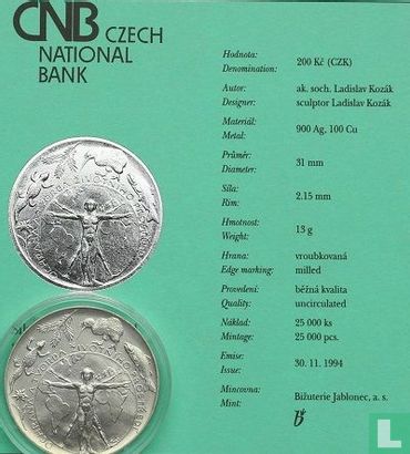 République tchèque 200 korun 1994 "Environmental protection" - Image 3