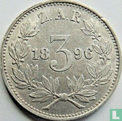 Afrique du Sud 3 pence 1896 - Image 1