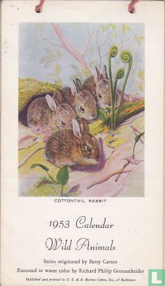 1953 Calendar - Wild Animals  - Image 1