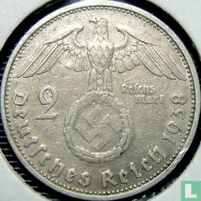 German Empire 2 reichsmark 1938 (G) - Image 1