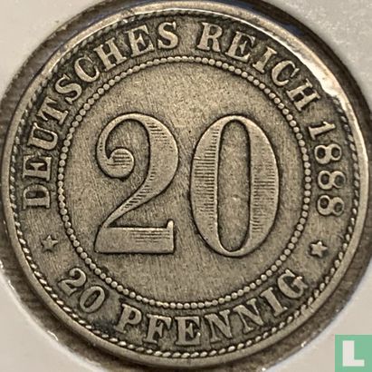 Empire allemand 20 pfennig 1888 (D) - Image 1