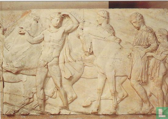Preparation for the procession at the Great Panathenaic festival- From the north frieze of the Parthenon, slab XLII c 440 BC - Afbeelding 1