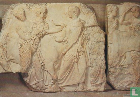 Heifers led for sacrifice at the Great Panathenaic festival- From the south frieze of the Parthenon, slab XL c 440 BC - Afbeelding 1