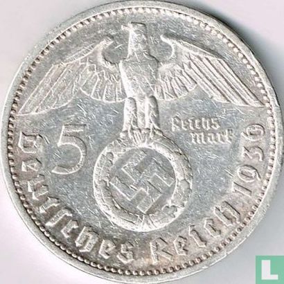 Duitse Rijk 5 reichsmark 1936 (met hakenkruis - G) - Afbeelding 1