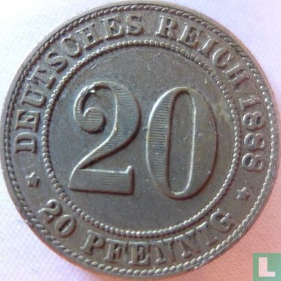 Empire allemand 20 pfennig 1888 (J) - Image 1