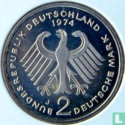 Allemagne 2 mark 1974 (J - Theodor Heuss) - Image 1