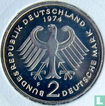 Germany 2 mark 1974 (F - Theodor Heuss) - Image 1