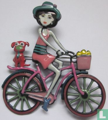 Dame op fiets - Bild 1