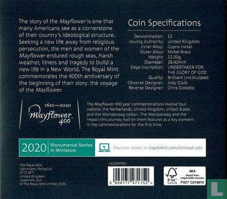 Vereinigtes Königreich 2 Pound 2020 (Folder) "400th anniversary of the Mayflower voyage" - Bild 3