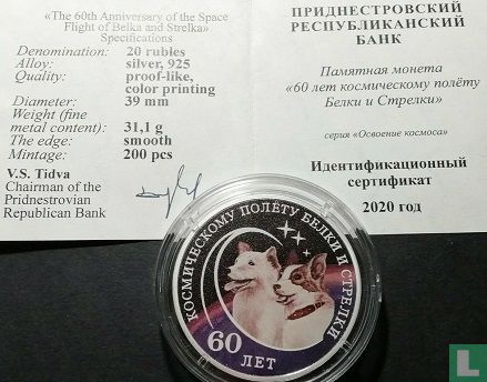 Transnistria 20 rubles 2020 (PROOFLIKE) "60th anniversary Space flight of Belka and Strelka" - Image 3