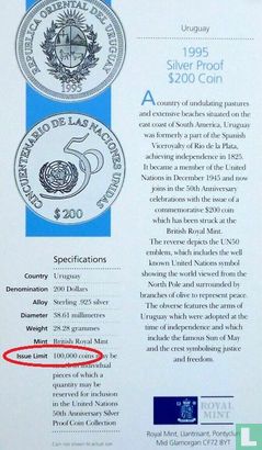 Uruguay 200 pesos uruguayos 1995 (PROOF) "50 years of the United Nations" - Image 3
