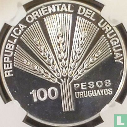 Uruguay 100 pesos uruguayos 1995 (PROOF) "50th anniversary of FAO" - Afbeelding 2