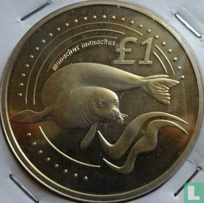 Cyprus 1 pound 2005 (PROOF - koper-nikkel) "Mediterranean monk seal" - Afbeelding 2
