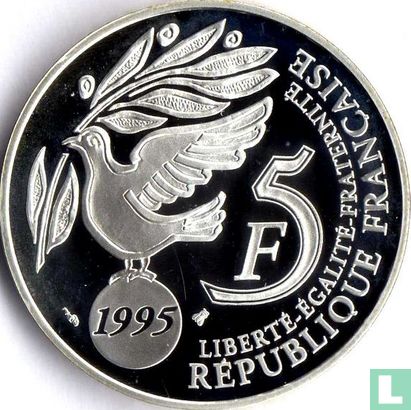 France 5 francs 1995 (PROOF - silver) "50th anniversary of the United Nations" - Image 1
