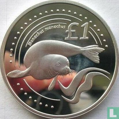 Cyprus 1 pound 2005 (PROOF - zilver) "Mediterranean monk seal" - Afbeelding 2