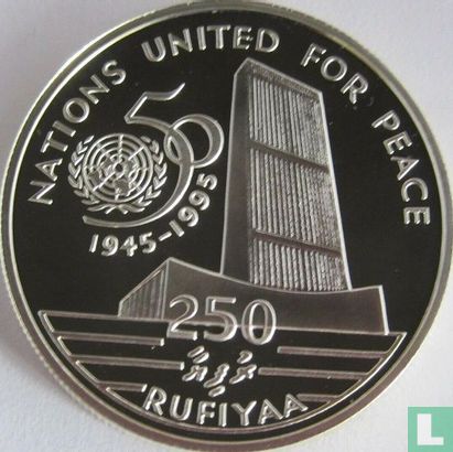 Maldiven 250 rufiyaa 1996 (AH1416 - PROOF) "50th anniversary of the United Nations" - Afbeelding 2