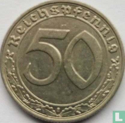 Deutsches Reich 50 Reichspfennig 1938 (mit Hakenkreuz - J) - Bild 2