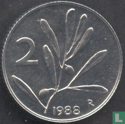 Italië 2 lire 1988 - Afbeelding 1