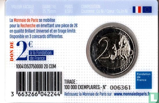 Frankrijk 2 euro 2020 (coincard - merci) "Medical research" - Afbeelding 2