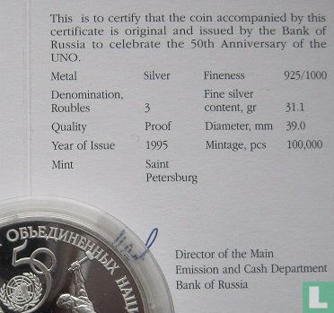 Russia 3 rubles 1995 (PROOF) "50th anniversary of the United Nations" - Image 3