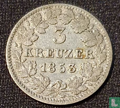 Baden 3 kreuzer 1853 - Image 1
